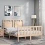 Double bed frame with solid wood headboard by vidaXL, Beds and slatted bases - Ref: Foro24-3192136, Price: 119,92 €, Discount: %