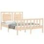 Double bed frame with solid wood headboard by vidaXL, Beds and slatted bases - Ref: Foro24-3192136, Price: 119,92 €, Discount: %