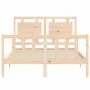 Double bed frame with solid wood headboard by vidaXL, Beds and slatted bases - Ref: Foro24-3192136, Price: 119,92 €, Discount: %