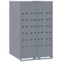 Cobertizo de 3 contenedores de basura acero gris 207x79x117 cm
