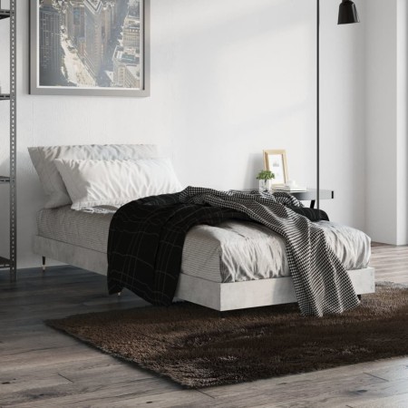 Betongrauer Bettrahmen aus Holzwerkstoff, 75 x 190 cm von vidaXL, Betten und Lattenroste - Ref: Foro24-832209, Preis: 86,99 €...