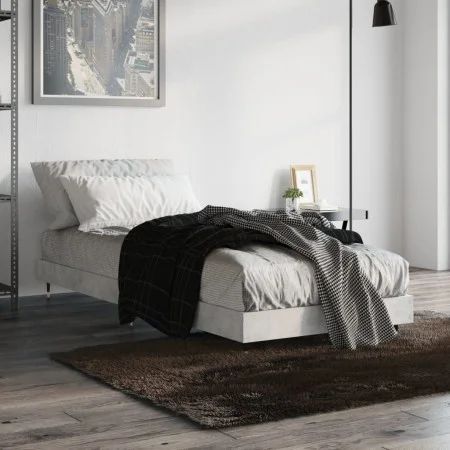 Concrete gray engineered wood bed frame 75x190 cm by vidaXL, Beds and slatted bases - Ref: Foro24-832209, Price: 85,53 €, Dis...