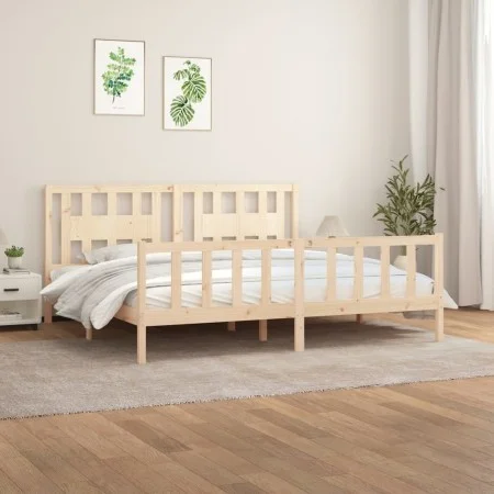 Bettgestell mit Kopfteil aus massivem Kiefernholz, 200 x 200 cm von vidaXL, Betten und Lattenroste - Ref: Foro24-3188186, Pre...