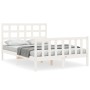Weißer Massivholzbettrahmen mit Kopfteil 120x200 cm von vidaXL, Betten und Lattenroste - Ref: Foro24-3192097, Preis: 128,19 €...