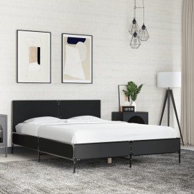 Estructura de cama madera de ingeniería y metal negro 140x200cm en Camas y somieres | Comprar online en Foro24