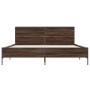 Estructura cama madera ingeniería metal marrón roble 140x200 cm