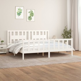 Estructura de cama con cabecero madera de pino blanco 180x200cm