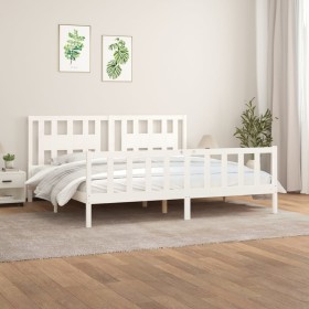 White pine wood bed frame with headboard 180x200cm by vidaXL, Beds and slatted bases - Ref: Foro24-3188182, Price: 171,11 €, ...