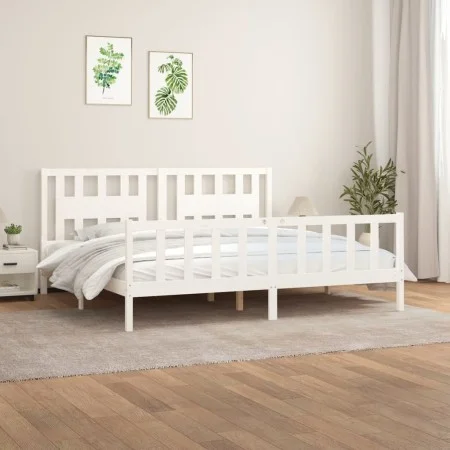 White pine wood bed frame with headboard 180x200cm by vidaXL, Beds and slatted bases - Ref: Foro24-3188182, Price: 168,49 €, ...