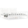 White solid wood bed frame with headboard 180x200 cm by vidaXL, Beds and slatted bases - Ref: Foro24-3192182, Price: 186,35 €...