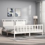 Estructura de cama con cabecero madera maciza blanco 180x200 cm de vidaXL, Camas y somieres - Ref: Foro24-3192182, Precio: 18...
