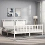 White solid wood bed frame with headboard 180x200 cm by vidaXL, Beds and slatted bases - Ref: Foro24-3192182, Price: 183,85 €...