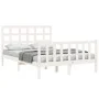 Weißer Massivholzbettrahmen mit Kopfteil 140x190 cm von vidaXL, Betten und Lattenroste - Ref: Foro24-3192082, Preis: 133,54 €...