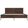 Estructura cama madera ingeniería metal marrón roble 160x200 cm