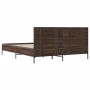 Estructura cama madera ingeniería metal marrón roble 160x200 cm