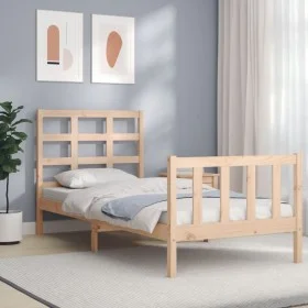 Bettgestell mit Massivholzkopfteil 90x200 cm von vidaXL, Betten und Lattenroste - Ref: Foro24-3192086, Preis: 86,45 €, Rabatt: %