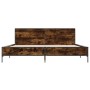 Estructura cama madera ingeniería metal roble ahumado 200x200cm