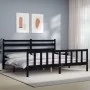 Bed frame with black solid wood headboard 200x200 cm by vidaXL, Beds and slatted bases - Ref: Foro24-3192060, Price: 201,10 €...