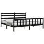 Bed frame with black solid wood headboard 200x200 cm by vidaXL, Beds and slatted bases - Ref: Foro24-3192060, Price: 201,10 €...