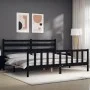 Bed frame with black solid wood headboard 200x200 cm by vidaXL, Beds and slatted bases - Ref: Foro24-3192060, Price: 201,10 €...