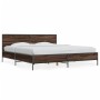 Estructura cama madera ingeniería metal marrón roble 200x200 cm
