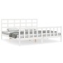 White solid wood bed frame with headboard 200x200 cm by vidaXL, Beds and slatted bases - Ref: Foro24-3192122, Price: 154,54 €...