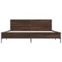 Estructura cama madera ingeniería metal marrón roble 200x200 cm