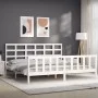 White solid wood bed frame with headboard 200x200 cm by vidaXL, Beds and slatted bases - Ref: Foro24-3192122, Price: 152,23 €...