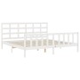 White solid wood bed frame with headboard 200x200 cm by vidaXL, Beds and slatted bases - Ref: Foro24-3192122, Price: 154,54 €...