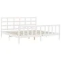 White solid wood bed frame with headboard 200x200 cm by vidaXL, Beds and slatted bases - Ref: Foro24-3192122, Price: 152,23 €...