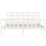 White solid wood bed frame with headboard 200x200 cm by vidaXL, Beds and slatted bases - Ref: Foro24-3192122, Price: 154,54 €...