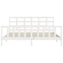 White solid wood bed frame with headboard 200x200 cm by vidaXL, Beds and slatted bases - Ref: Foro24-3192122, Price: 152,23 €...