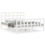 White solid wood bed frame with headboard 160x200 cm by vidaXL, Beds and slatted bases - Ref: Foro24-3192112, Price: 143,95 €...