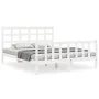 White solid wood bed frame with headboard 160x200 cm by vidaXL, Beds and slatted bases - Ref: Foro24-3192112, Price: 140,12 €...