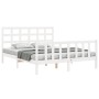 White solid wood bed frame with headboard 160x200 cm by vidaXL, Beds and slatted bases - Ref: Foro24-3192112, Price: 143,95 €...