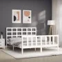 White solid wood bed frame with headboard 160x200 cm by vidaXL, Beds and slatted bases - Ref: Foro24-3192112, Price: 140,12 €...