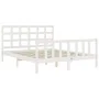 White solid wood bed frame with headboard 160x200 cm by vidaXL, Beds and slatted bases - Ref: Foro24-3192112, Price: 140,12 €...