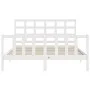 White solid wood bed frame with headboard 160x200 cm by vidaXL, Beds and slatted bases - Ref: Foro24-3192112, Price: 140,12 €...
