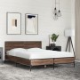 Estructura cama madera ingeniería metal marrón roble 120x190 cm