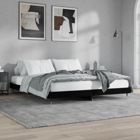 Schwarzer Bettrahmen aus Holzwerkstoff, 200 x 200 cm von vidaXL, Betten und Lattenroste - Ref: Foro24-832110, Preis: 124,11 €...