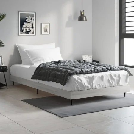Sonoma gray engineered wood bed frame 90x200 cm by vidaXL, Beds and slatted bases - Ref: Foro24-832275, Price: 73,07 €, Disco...