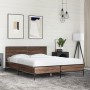 Estructura cama madera ingeniería metal marrón roble 135x190 cm