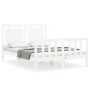 Double bed frame with white solid wood headboard by vidaXL, Beds and slatted bases - Ref: Foro24-3192137, Price: 135,50 €, Di...