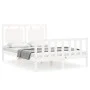 Double bed frame with white solid wood headboard by vidaXL, Beds and slatted bases - Ref: Foro24-3192137, Price: 133,74 €, Di...