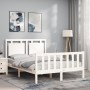 Double bed frame with white solid wood headboard by vidaXL, Beds and slatted bases - Ref: Foro24-3192137, Price: 135,50 €, Di...