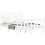 Double bed frame with white solid wood headboard by vidaXL, Beds and slatted bases - Ref: Foro24-3192137, Price: 133,74 €, Di...