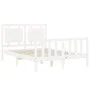 Double bed frame with white solid wood headboard by vidaXL, Beds and slatted bases - Ref: Foro24-3192137, Price: 133,74 €, Di...