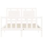 Double bed frame with white solid wood headboard by vidaXL, Beds and slatted bases - Ref: Foro24-3192137, Price: 135,50 €, Di...