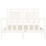 Double bed frame with white solid wood headboard by vidaXL, Beds and slatted bases - Ref: Foro24-3192137, Price: 133,74 €, Di...