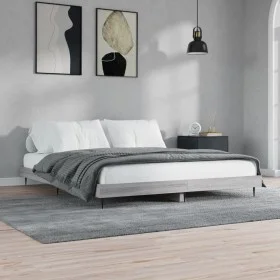 Sonoma gray engineered wood bed frame 140x200 cm by vidaXL, Beds and slatted bases - Ref: Foro24-832251, Price: 106,30 €, Dis...